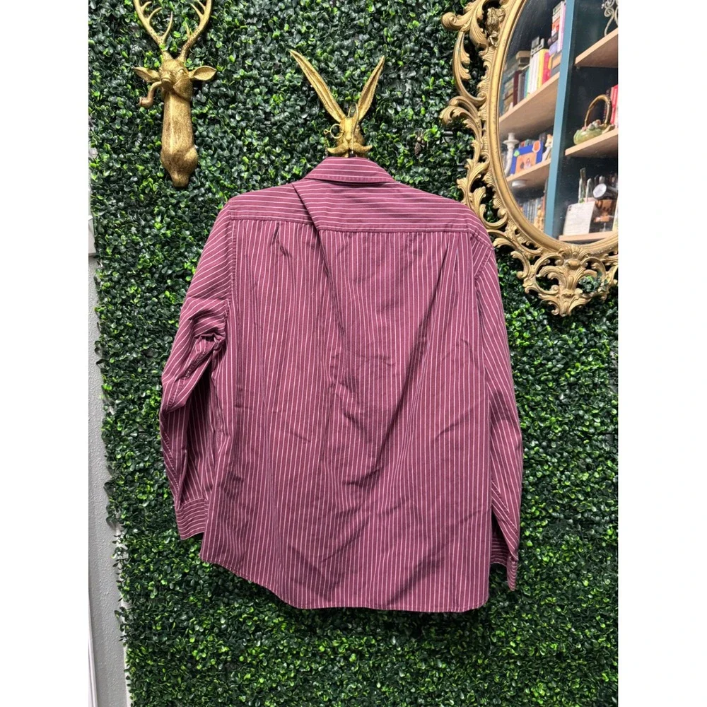J.Crew Burgundy Pinstripe Button Down Shirt Men Large Classic‎ Preppy Fall Layer